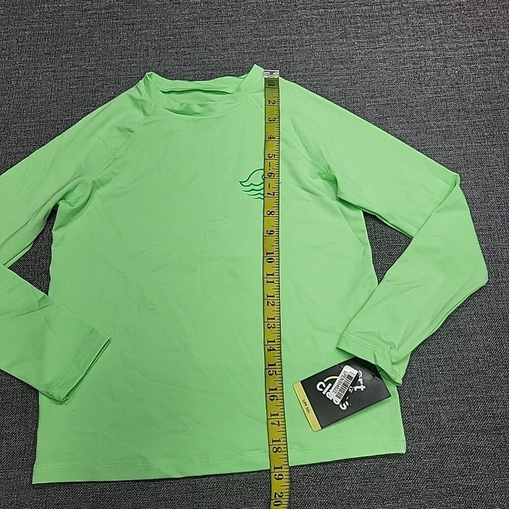 Kids Boys Long Sleeves Guard Top Medium Size 8 Light Green Tee Shirt